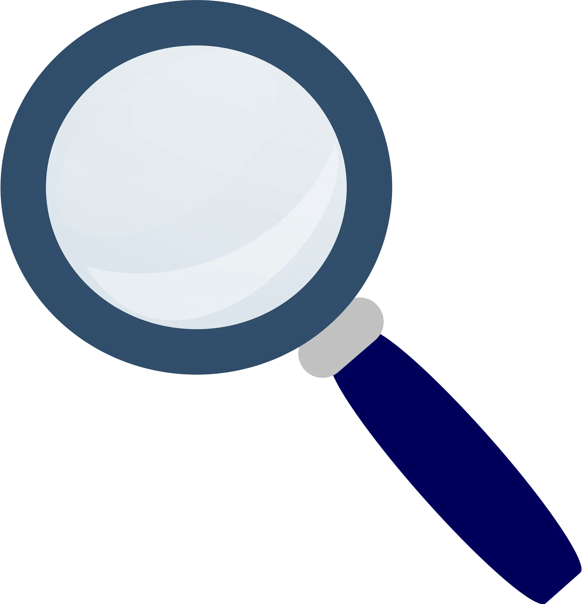 Professional Navy Blue and Gray Magnifying Glass Clipart for Detective Themes