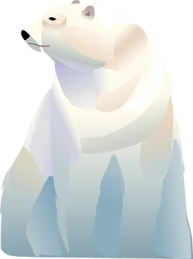 Serene Arctic Polar Bear Clipart - Minimalist Geometric Illustration of Icy Wilderness