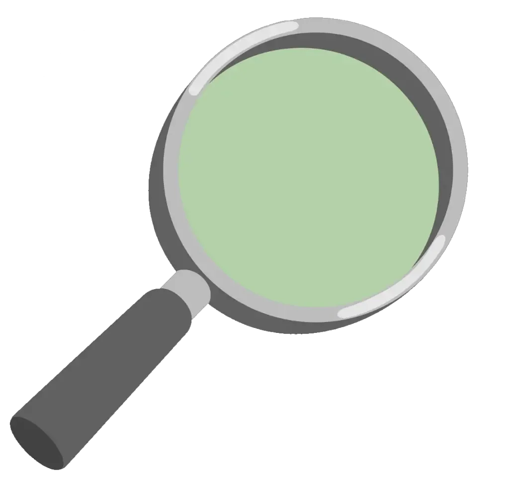 Simple Minimalist Green and Gray Magnifying Glass Clipart Illustration Design