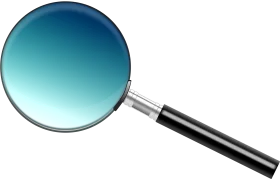 Sleek and Professional Blue-Teal Gradient Magnifying Glass Clipart Design