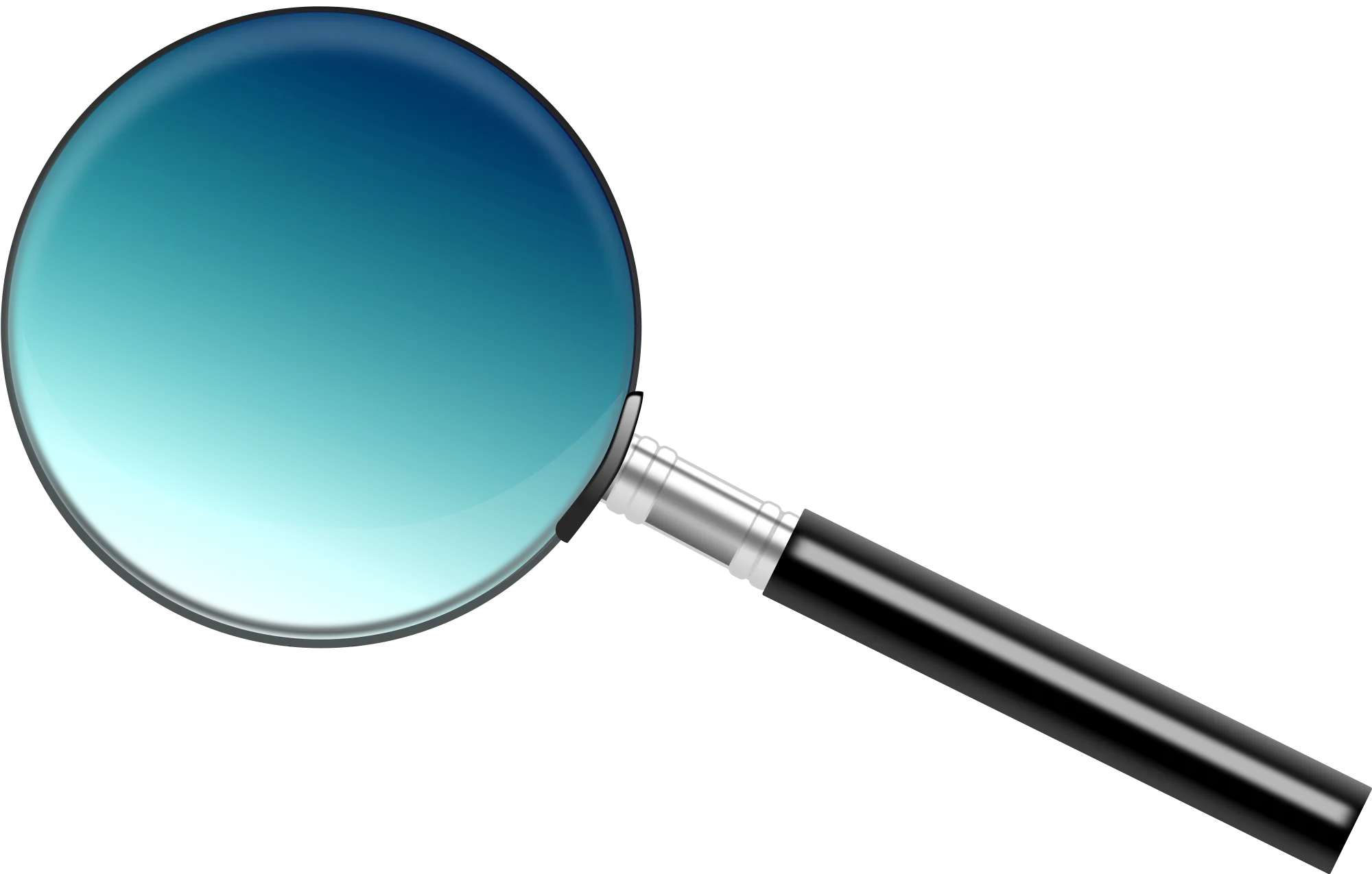 Sleek and Professional Blue-Teal Gradient Magnifying Glass Clipart Design