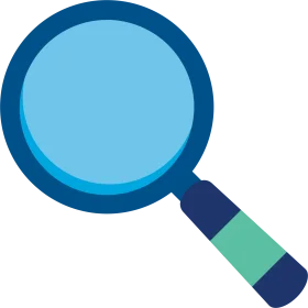 Sleek Blue and Green Professional Minimalist Magnifying Glass Clipart Design