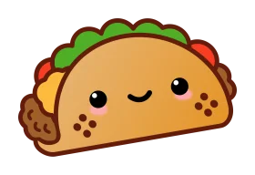 Adorable Kawaii Taco Clipart: Cute Cartoon Mexican Cuisine Illustration
