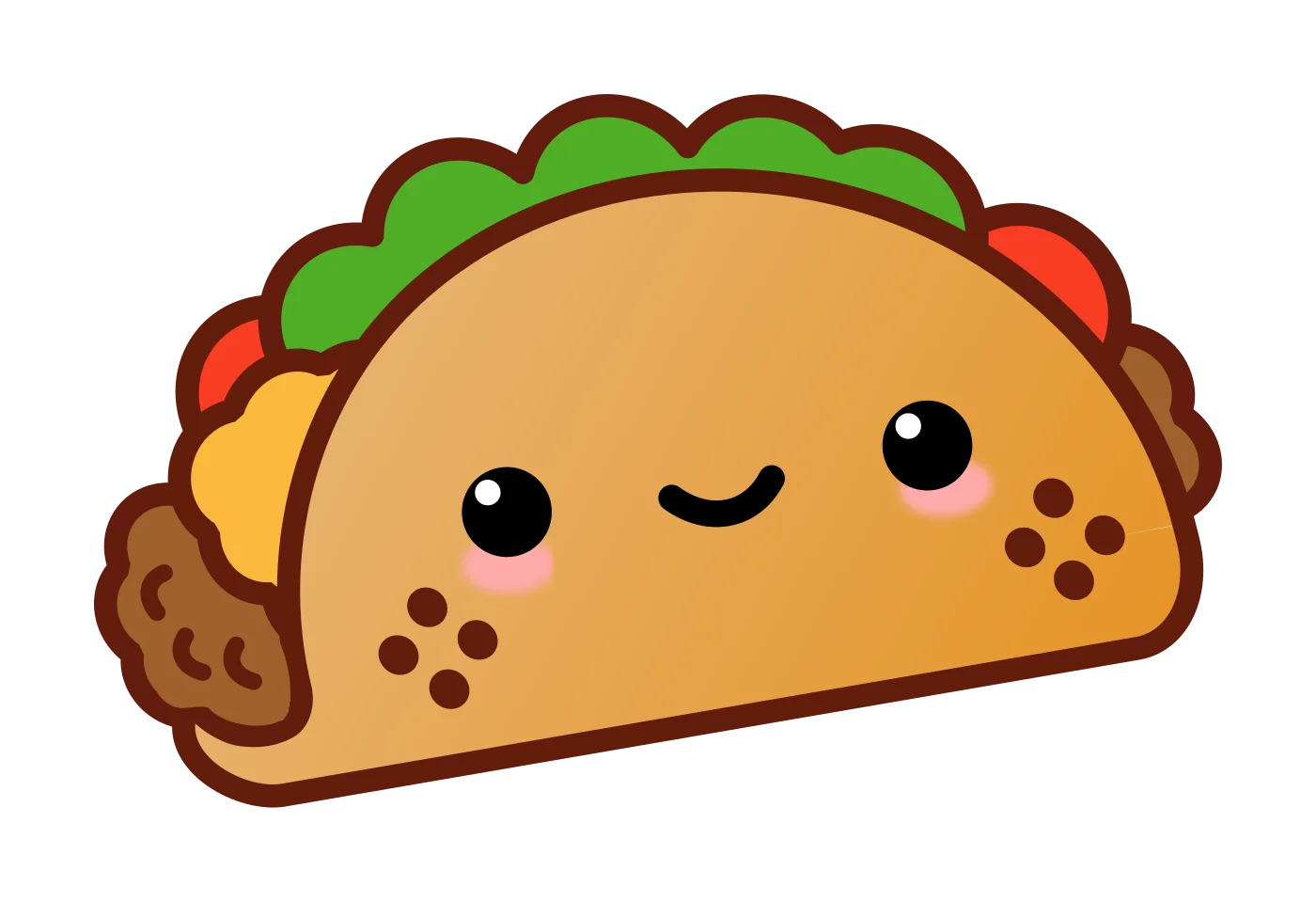 Adorable Kawaii Taco Clipart: Cute Cartoon Mexican Cuisine Illustration