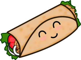 Adorable Kawaii Taco Clipart with Cute Smiley Face and Fresh Ingredients