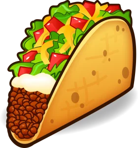Appetizing Cartoon Mexican Taco Clipart with Colorful Ingredients