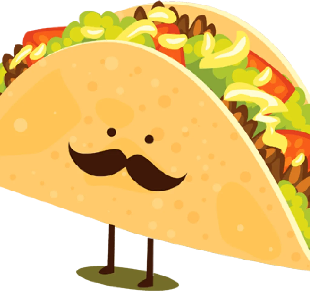 Charming Mustached Taco Clipart with Playful Cartoon Character Design