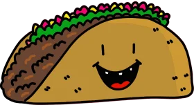 Cheerful Cartoon Taco Clipart with Adorable Anthropomorphic Expression