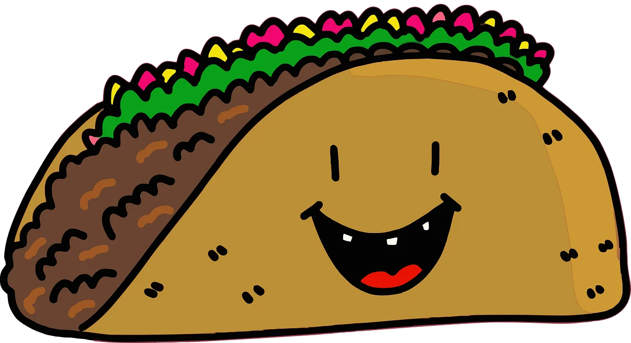 Cheerful Cartoon Taco Clipart with Adorable Anthropomorphic Expression