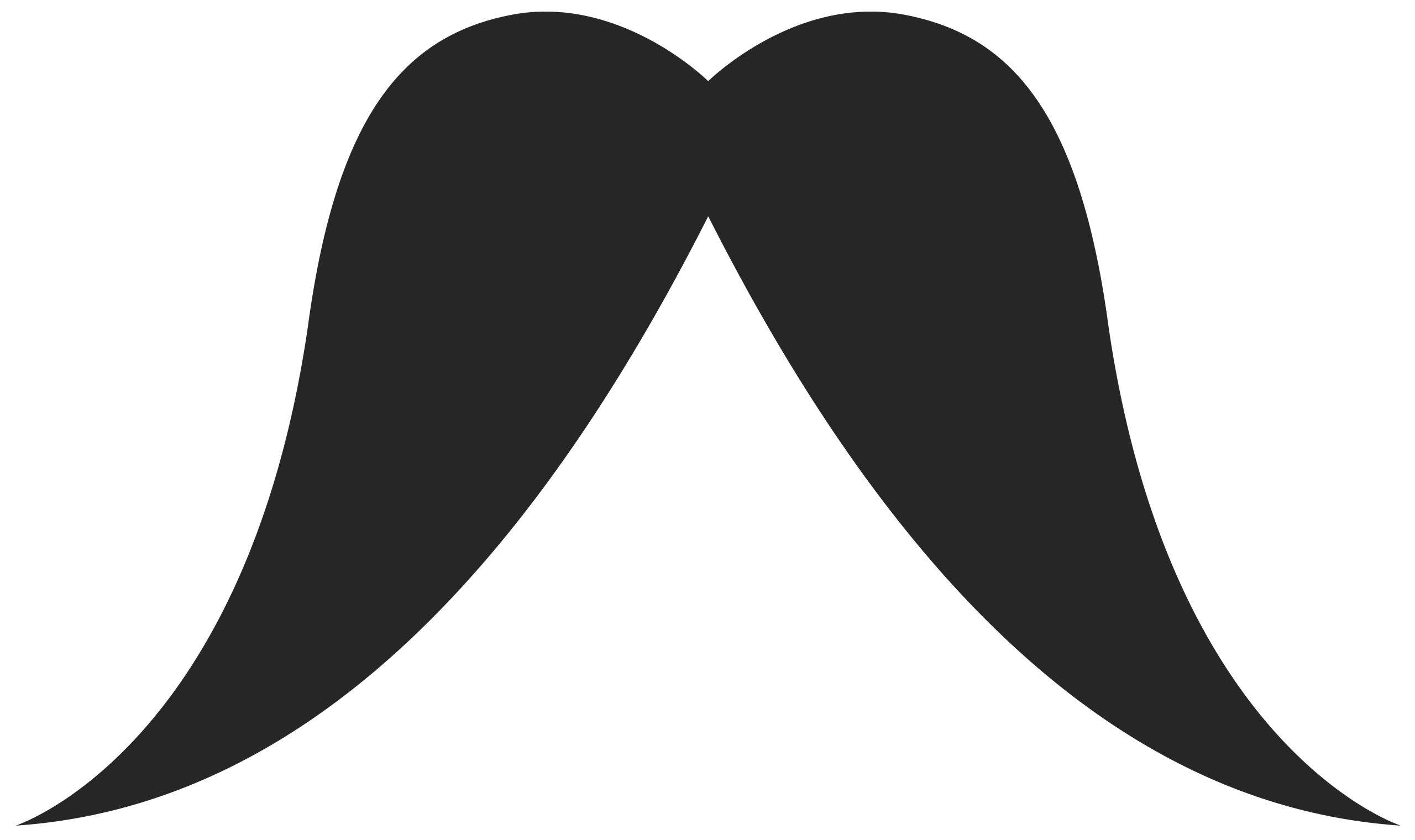 Classic Black Curved Vintage Mustache Silhouette Clipart Design Element