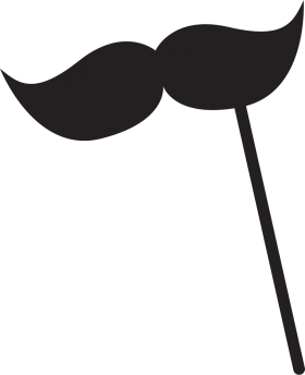 Classic Black Retro Mustache Prop Clipart Design for Photo Booth Fun