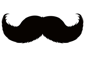 Classic Curled Handlebar Mustache Silhouette Black and White Clipart Design