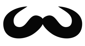 Classic Curvy Handlebar Mustache Silhouette Clipart Design Element