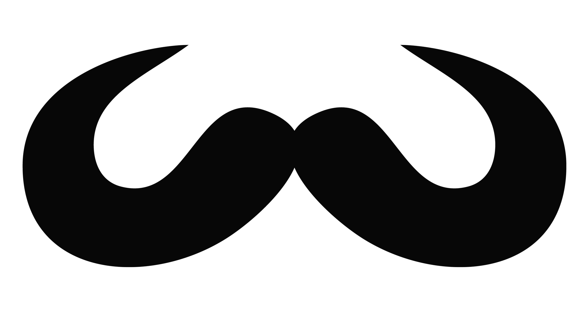 Classic Curvy Handlebar Mustache Silhouette Clipart Design Element
