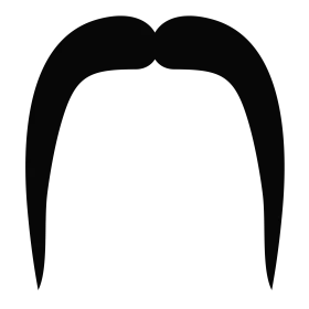 Classic Handlebar Mustache Silhouette Clipart Vector Graphic Design Element