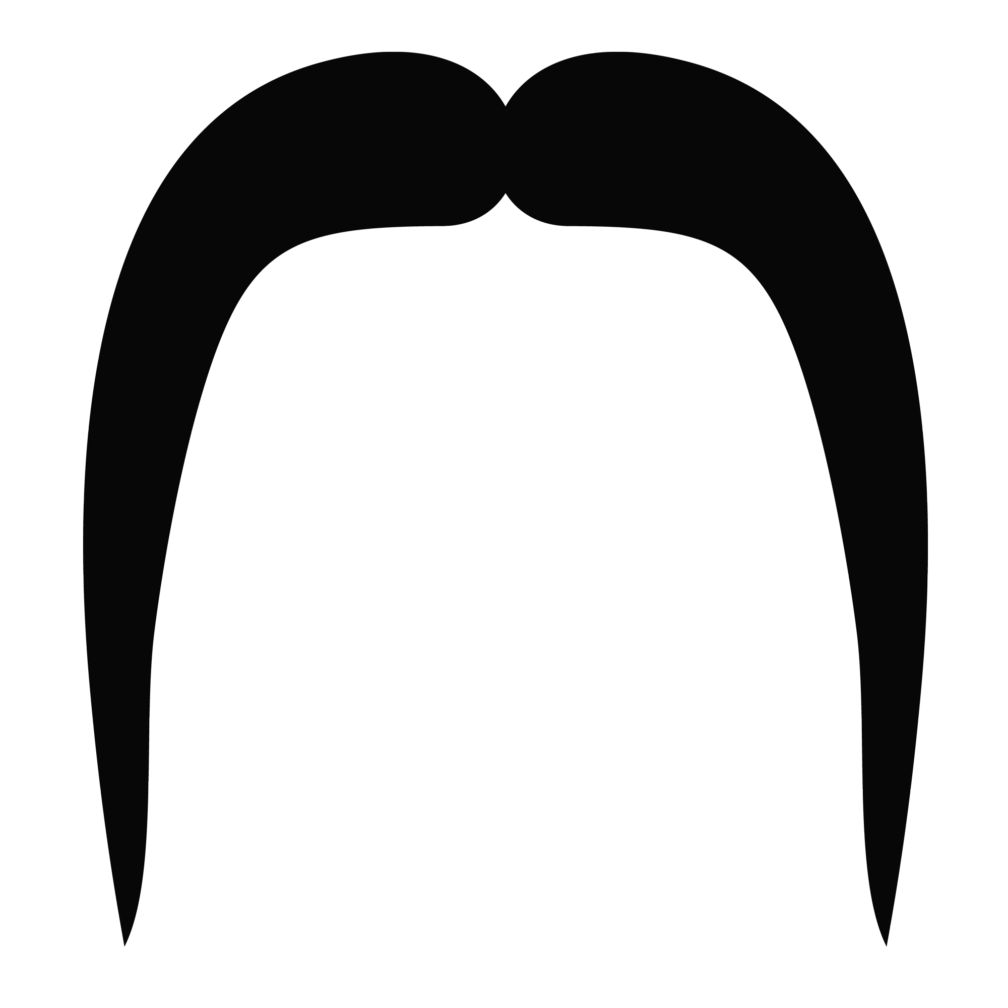 Classic Handlebar Mustache Silhouette Clipart Vector Graphic Design Element