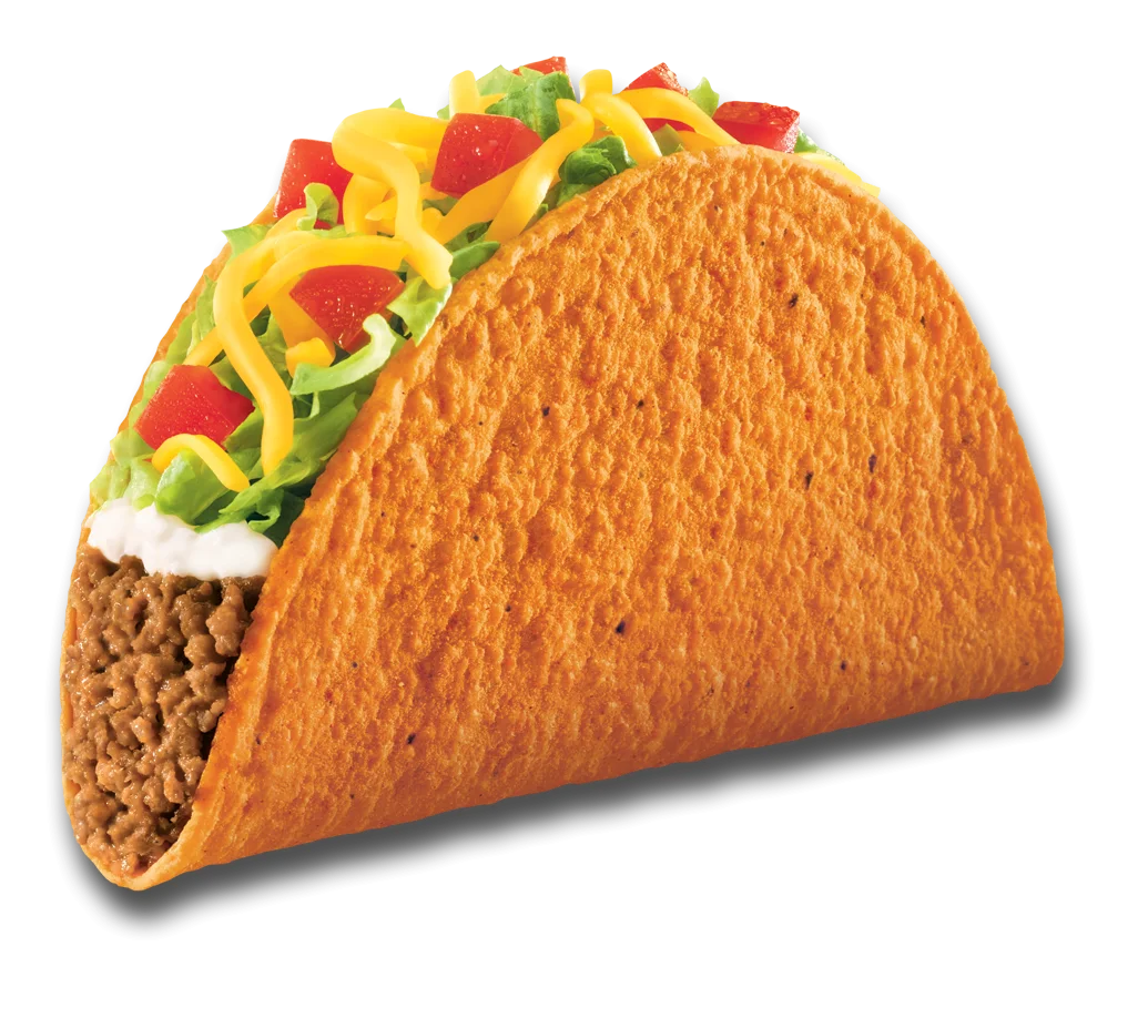 Classic Hard Shell Taco Clipart with Seasoned Ground Beef and Fresh Toppings