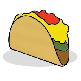 Classic Mexican Cuisine Taco Clipart: A Delightful Cartoon Food Illustration