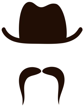 Classic Western-Style Cowboy Hat and Handlebar Mustache Silhouette Clipart Design