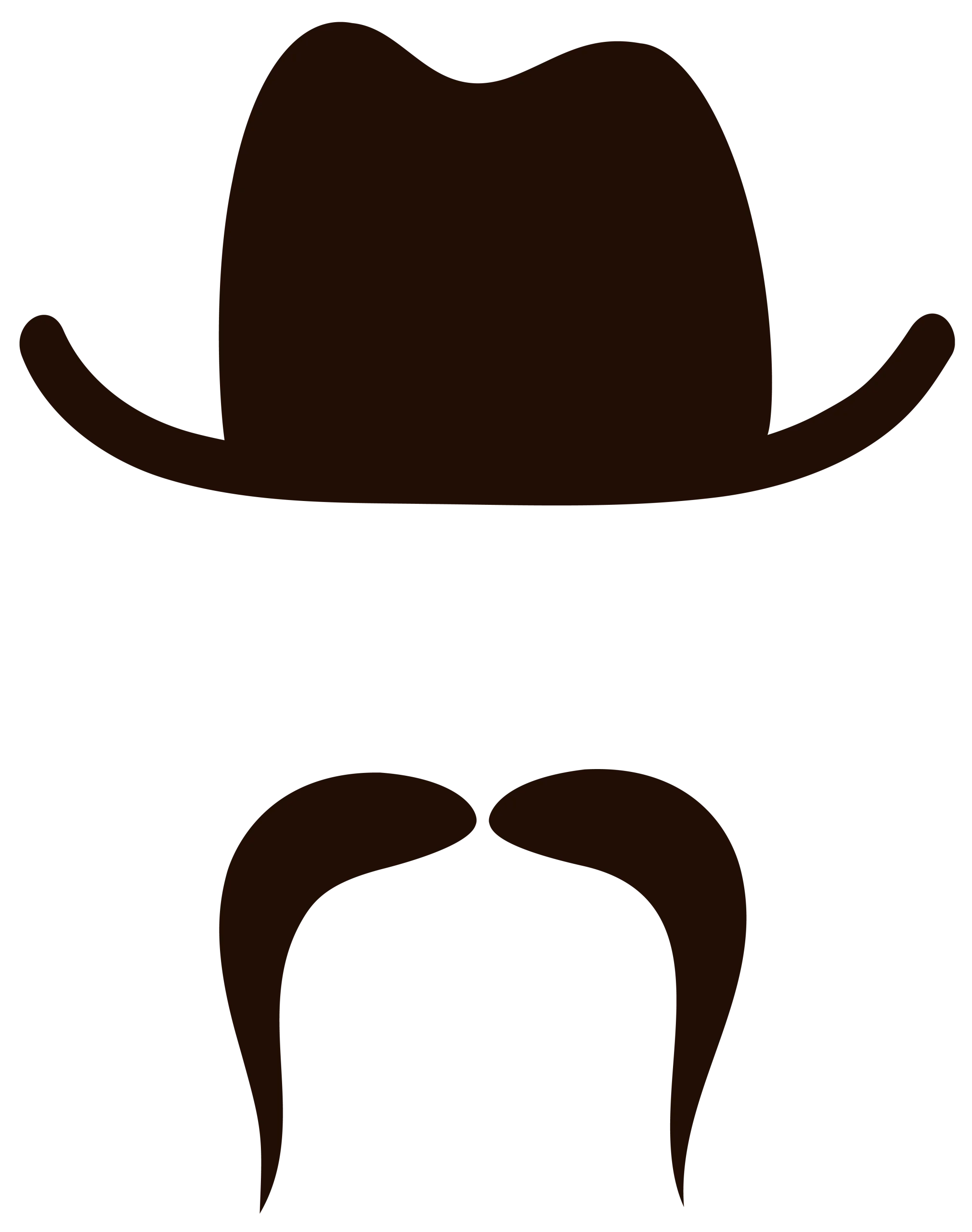 Classic Western-Style Cowboy Hat and Handlebar Mustache Silhouette Clipart Design