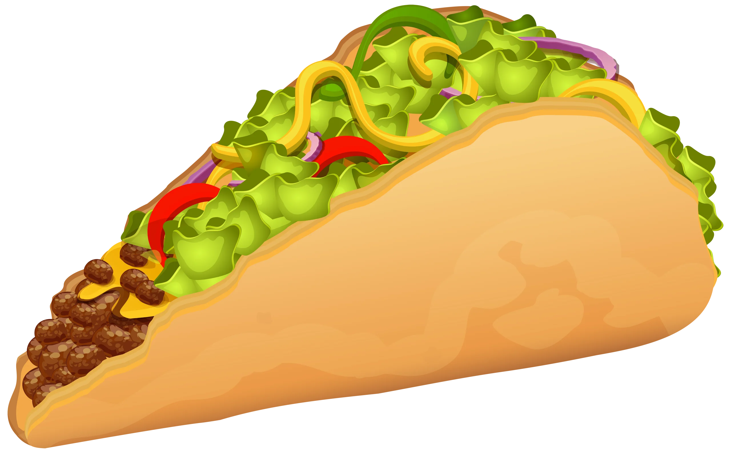Delicious Mexican Cuisine Cartoon Taco Clipart with Fresh Ingredients