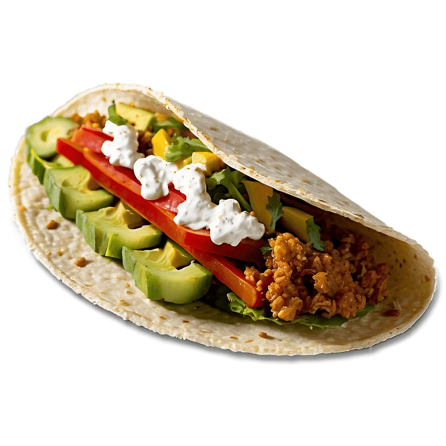 Delicious Mexican Street Taco Clipart with Seasoned Ground Meat and Fresh Toppings
