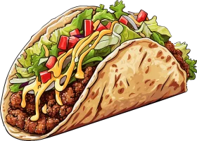 Deliciously Detailed Mexican Taco Clipart with Savory Ground Beef and Fresh Toppings