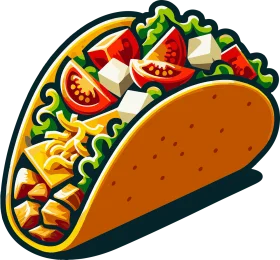 Deliciously Illustrated Mexican Taco Clipart with Colorful Ingredients