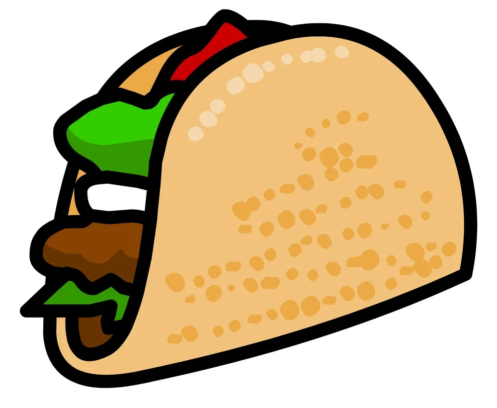 Deliciously Simple Cartoon Taco Clipart with Colorful Fresh Ingredients