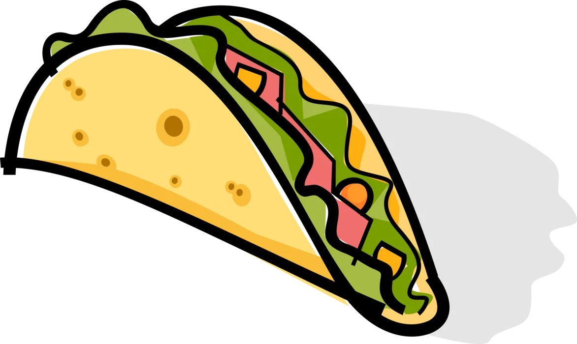 Deliciously Simple Hand-Drawn Mexican Taco Clipart Illustration