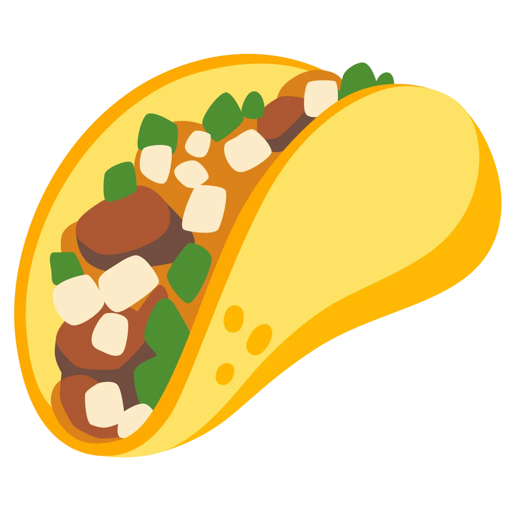 Delightful Cartoon Taco Clipart with Hearty Fillings and Warm Color Palette