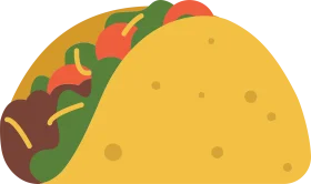 Delightful Mexican Cuisine Cartoon Taco Clipart with Colorful Ingredients