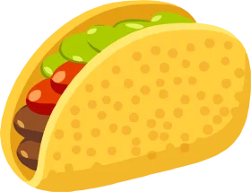 Delightful Mexican Cuisine Cartoon Taco Clipart with Crispy Shell and Fresh Ingredients