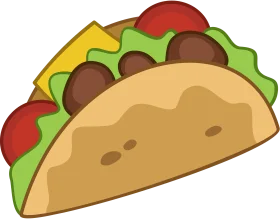 Delightful Mexican Cuisine Taco Clipart with Colorful Cartoon Ingredients