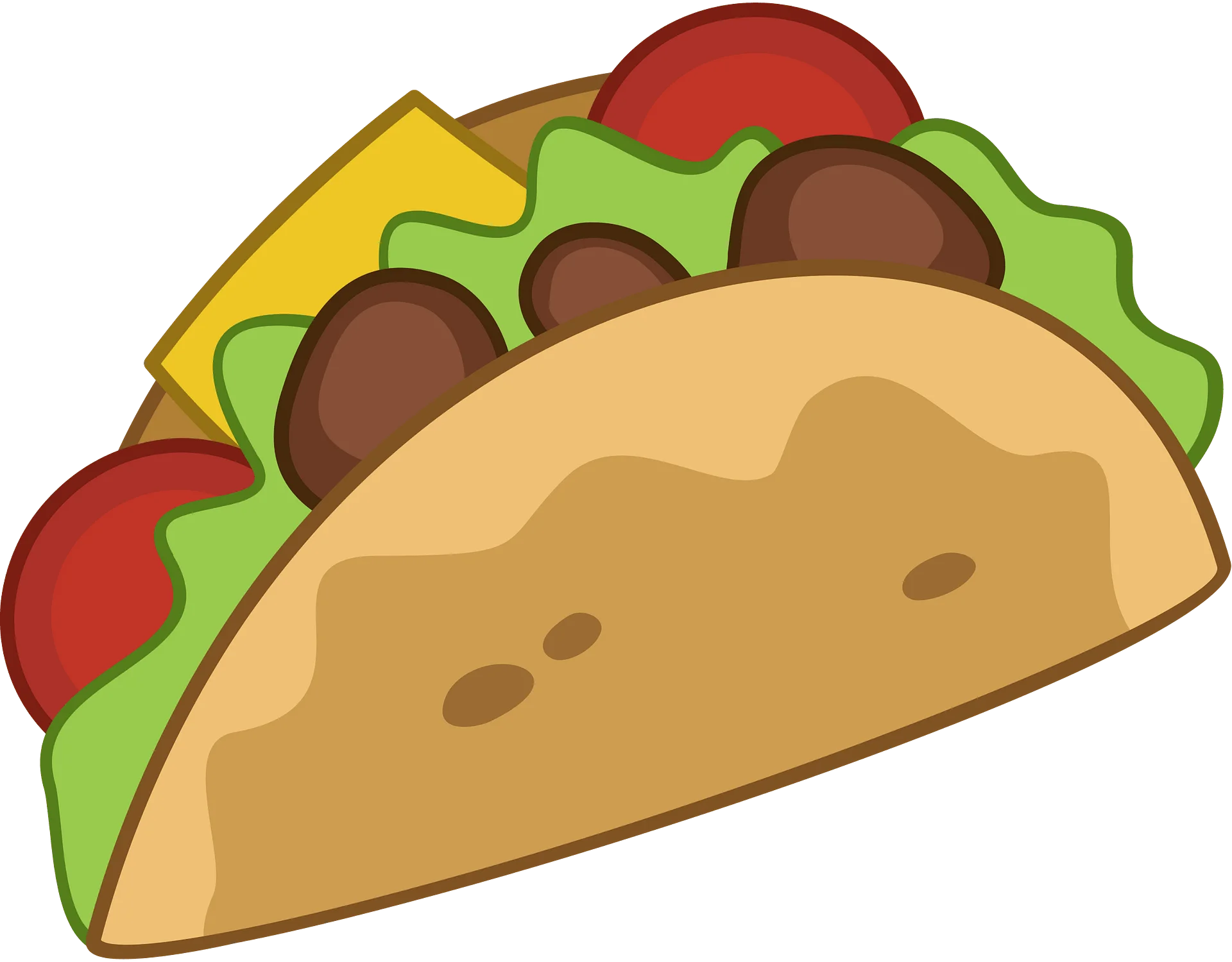 Delightful Mexican Cuisine Taco Clipart with Colorful Cartoon Ingredients