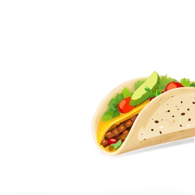 Delightful Mexican Street Taco Clipart with Fresh Ingredients and Warm Tortilla