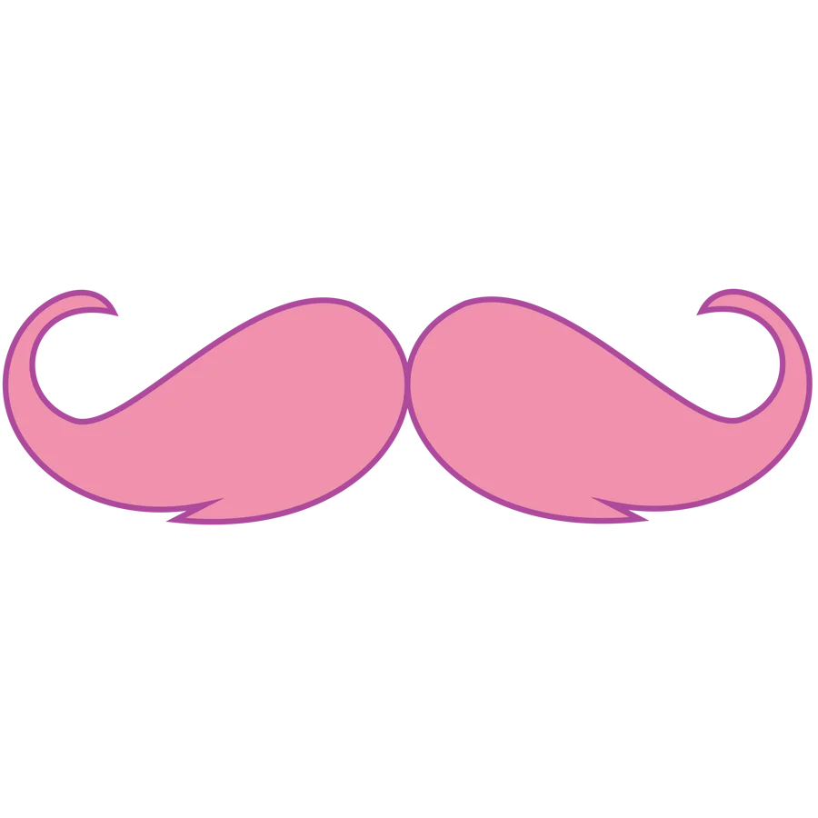 Playful Pink Handlebar Mustache Clipart Design with Whimsical Curves