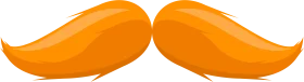 Stylish Orange Curvy Handlebar Mustache Clipart Graphic Design Element