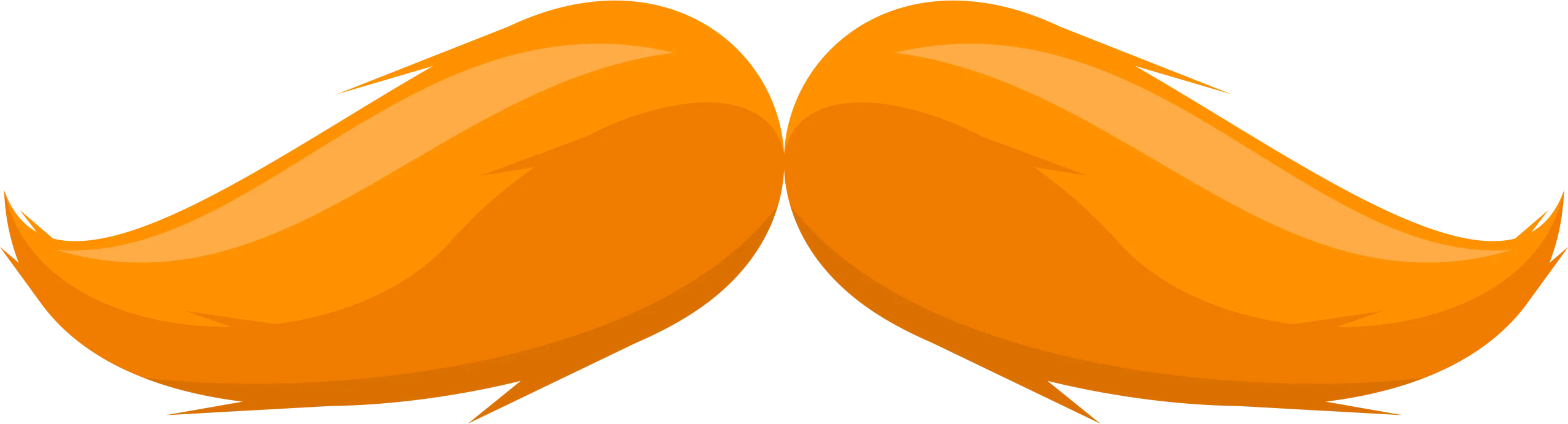 Stylish Orange Curvy Handlebar Mustache Clipart Graphic Design Element