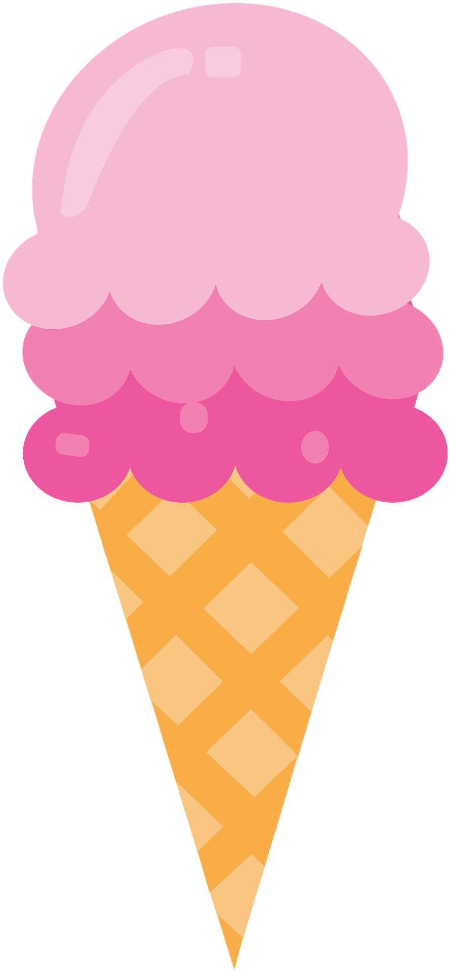 Sweet Gradient Pink Ice Cream Cone Clipart with Delightful Waffle Texture