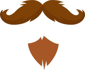 Vintage Brown Mustache and Beard Silhouette Clipart Design for Graphic Projects