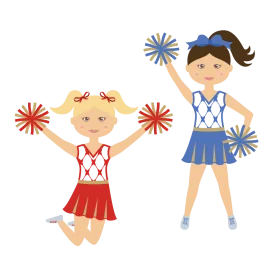 Adorable Cheerleader Clipart Featuring Young Girls in Spirited Performance Poses