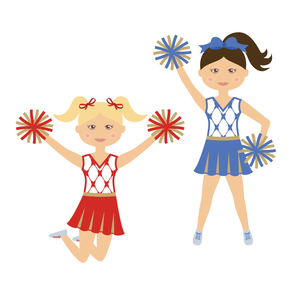 Adorable Cheerleader Clipart Featuring Young Girls in Spirited Performance Poses