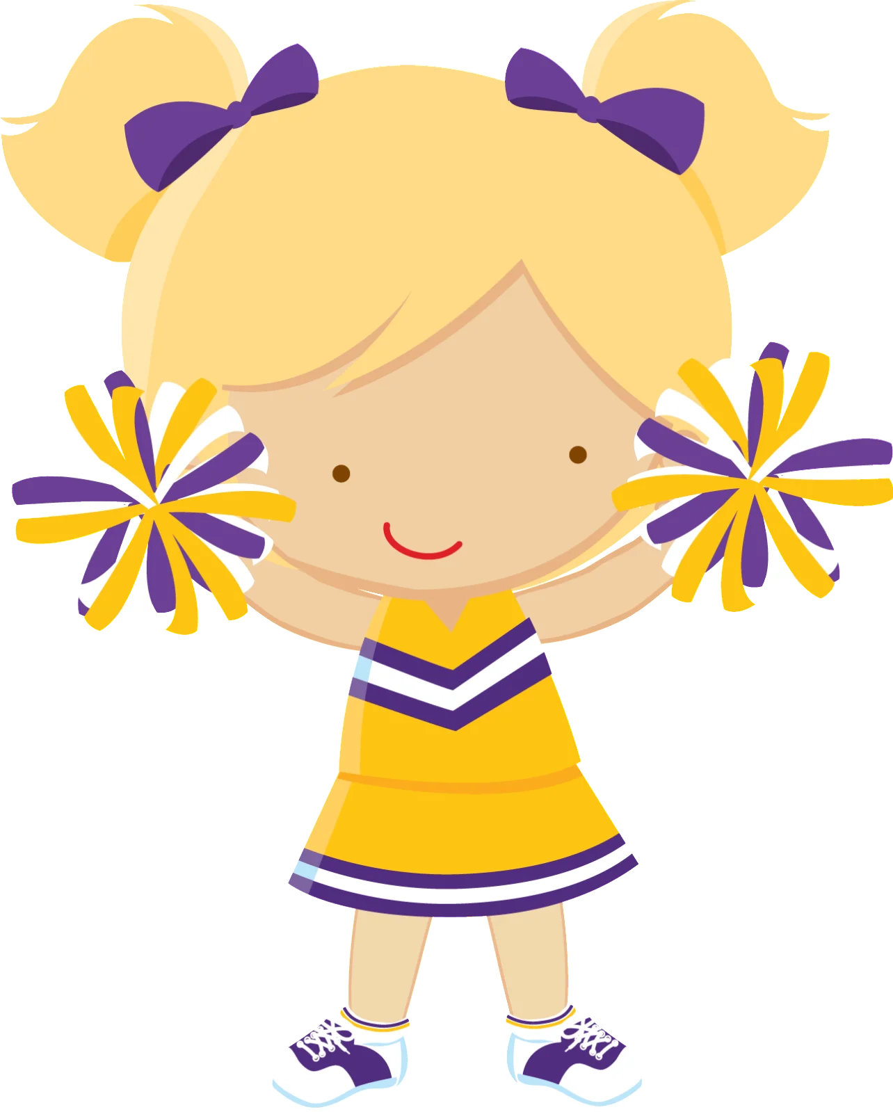 Adorable Little Cheerleader Clipart with Purple and Yellow School Spirit