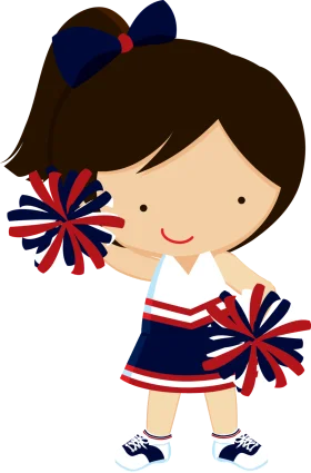 Adorable Patriotic Cheerleader Clipart with Red, White, and Blue Spirit