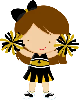 Adorable Young Cheerleader Clipart with Black and Yellow Team Spirit