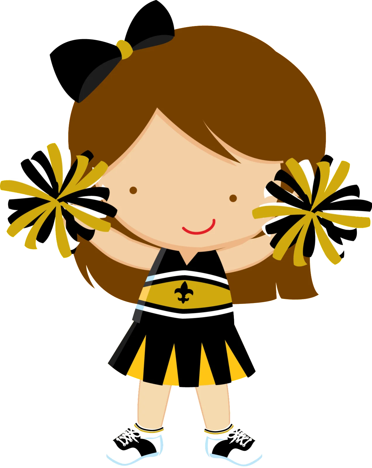 Adorable Young Cheerleader Clipart with Black and Yellow Team Spirit