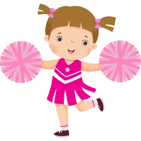 Adorable Young Cheerleader Clipart with Pink Pom-Poms and Energetic Pose