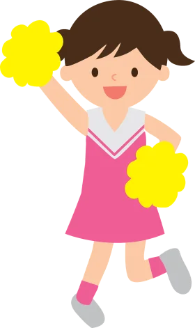 Adorable Young Cheerleader Clipart with Sunny Yellow Pom-Poms and Energetic Pose
