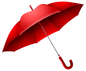 Bold Crimson Classic Open Umbrella Clipart Design with Elegant Curved Handle